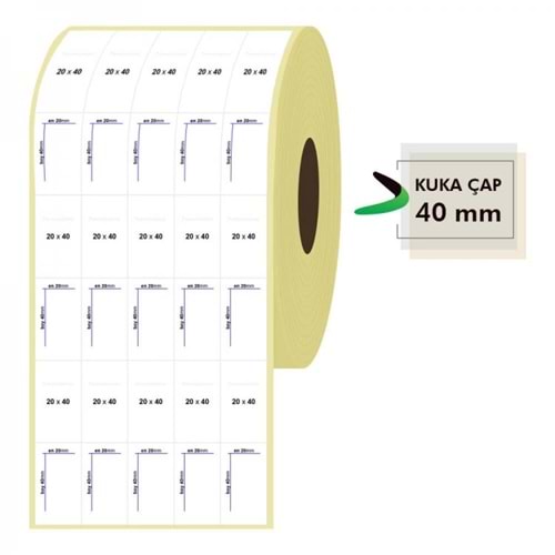 Rulo Kağıt Termal Etiket 20Mm X 40Mm 5 Sıra 4550 Adet