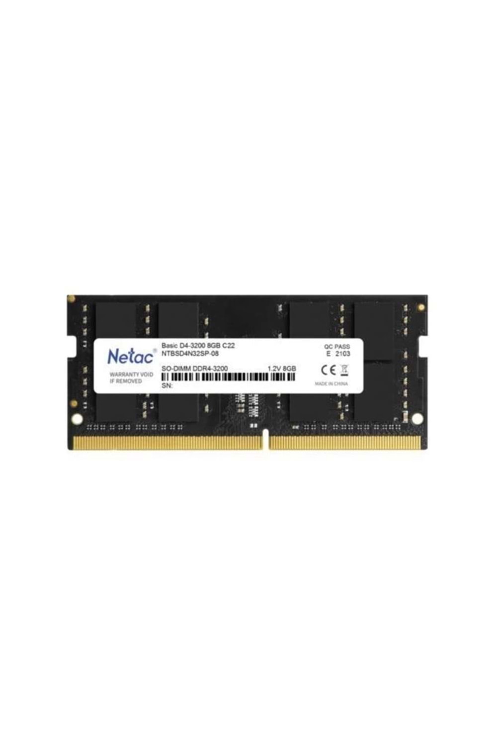 BELLEK NETAC BASIC 8GB 3200MHZ DDR4 NTBSD4N32SP-08 NOTEBOOK