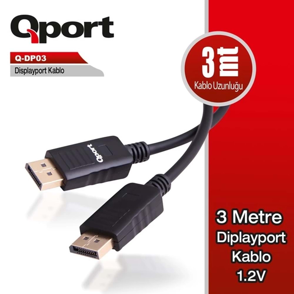 Kablo Qport Q-Dp03 3Mt 1.2V Dısplay Port