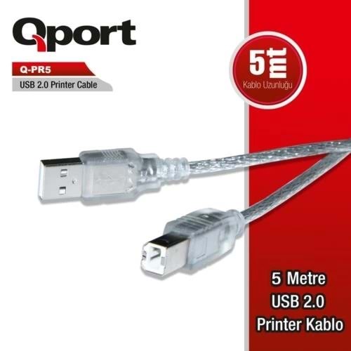 Kablo Qport Q-Pr5 Usb 2.0 5Mt Yazıcı Kablosu