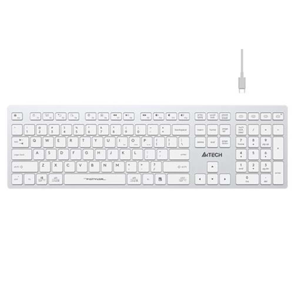 Klavye A4Tech Fbx50C Beyaz Bluetooth+2.4G Fn-Mm-Şarjlı Tr Layout