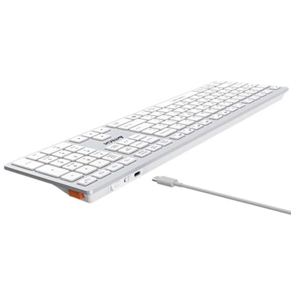 Klavye A4Tech Fbx50C Beyaz Bluetooth+2.4G Fn-Mm-Şarjlı Tr Layout