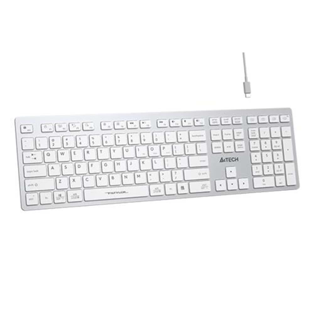 Klavye A4Tech Fbx50C Beyaz Bluetooth+2.4G Fn-Mm-Şarjlı Tr Layout
