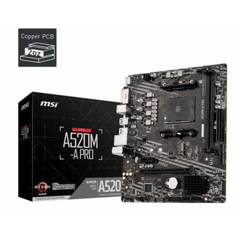 Anakart Msi A520M-A Pro Ddr4 S+V+Gl Am4