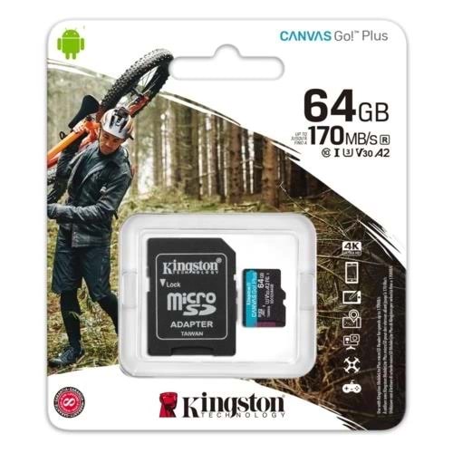 Kıngston 64Gb Mıcro Sd Sdcg3/64Gb 170/70Mb/S Uhs-I, U3, V30, A2