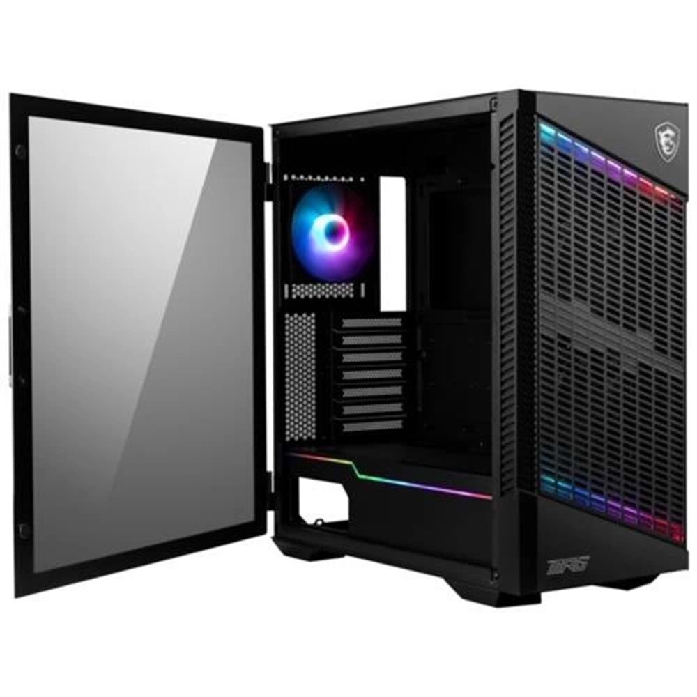 Kasa Msı Mpg Velox 100P Aırflow Temperli Cam Argb Fan Siyah