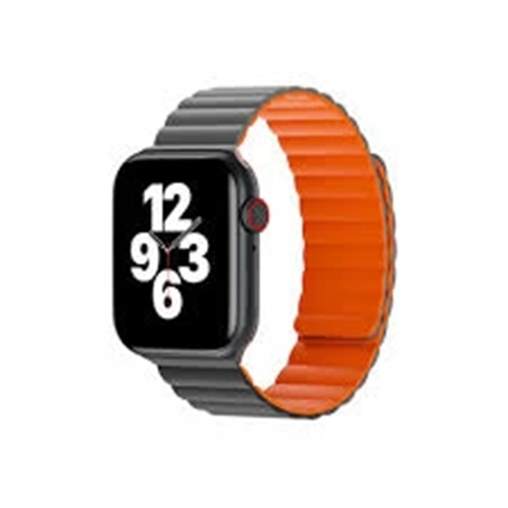 Wıwu Magnetıc Sılıcone Watch Band 42/44/45/49Mm Gray+Orange