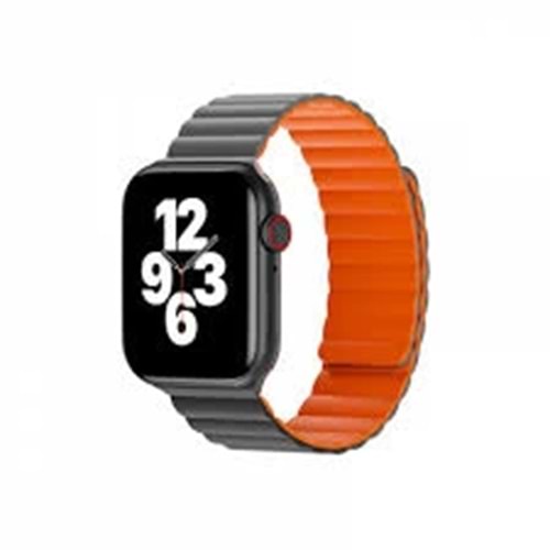 Wıwu Magnetıc Sılıcone Watch Band 42/44/45/49Mm Gray+Orange