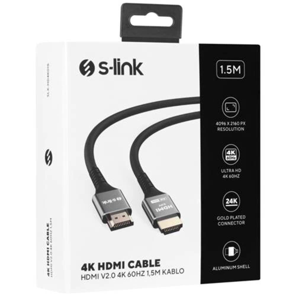 Kablo S-Lınk Slx-Hd4K015 Hdmı 1.5Mt Metal V2.0 4K(4096*2160)60Hz
