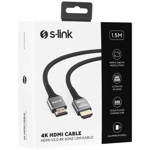 Kablo S-Lınk Slx-Hd4K015 Hdmı 1.5Mt Metal V2.0 4K(4096*2160)60Hz