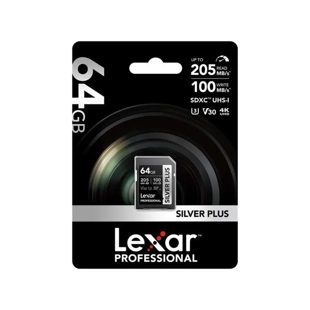 Lexar 64Gb Professıonal Sılver Plus Sdxc Uhs-I 205Mb/S-100Mb/S