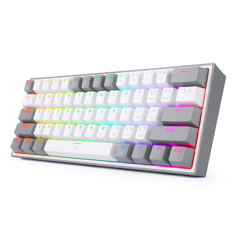 Klavye Redragon K617 Fizz Rgb White Gray Red Switch Tr Layout