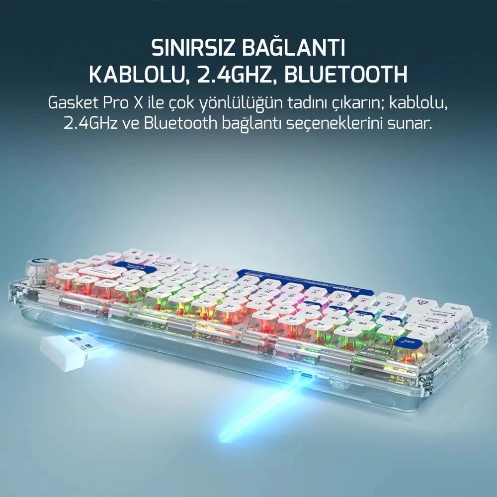 Klavye Gamepower Gasket Pro X Rgb Wıreless Mekanık Hot Swap Blue Swıth