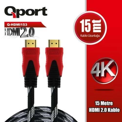 Kablo Qport Q-Hdmı153 15Mt 2.0V/Versiyon 4K/Altın Uçlu
