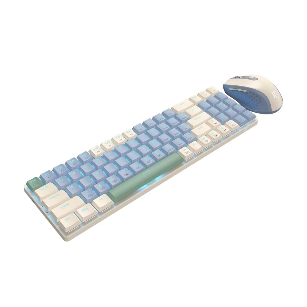 REDRAGON BS-8772CB WIRELESS KEYBOARD AND MOUSE - Cream/Blue US LAYOUT