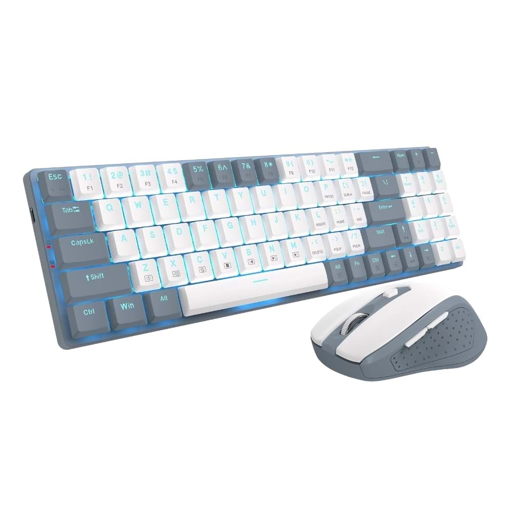 REDRAGON BS-8772GW WIRELESS KEYBOARD AND MOUSE - GRAY/WHITE US LAYOUT