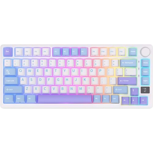 Klavye Royal Kludge M75 Taro Mılk Kablosuz Sılver Swıtch Us Layout