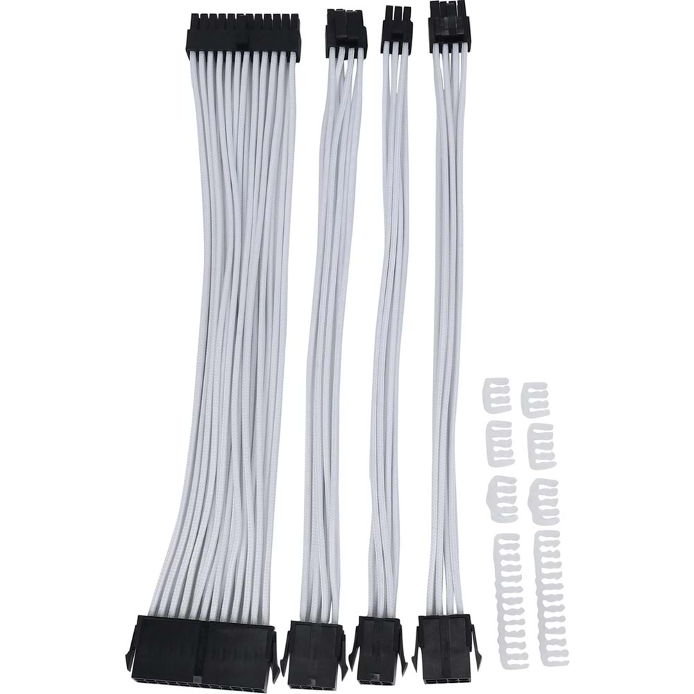 Psu Uzatma Kıt Beyaz 30 Cm 24 Pın / 4+4 Pın / Pcı-E 8Pın / Pcı-E 6 Pın