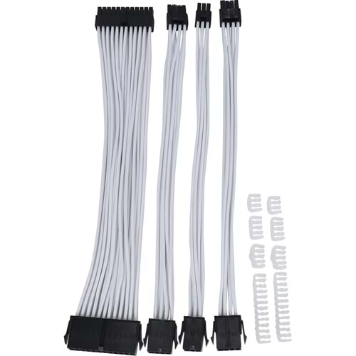 Psu Uzatma Kıt Beyaz 30 Cm 24 Pın / 4+4 Pın / Pcı-E 8Pın / Pcı-E 6 Pın