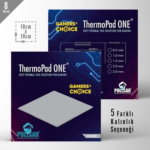 Aksesuar Thermopad Thermal Pad 8.0W/Mk 1.0 Mm Kalınlık 100X100Mm