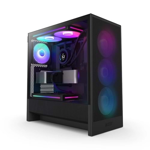 Kasa Nzxt H5 Flow(2024) Black Rgb Tempered Glass Usb 3.2 Atx Mid Tower