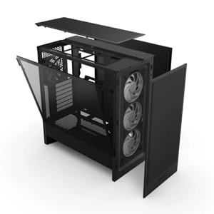 Kasa Nzxt H5 Flow(2024) Black Rgb Tempered Glass Usb 3.2 Atx Mid Tower