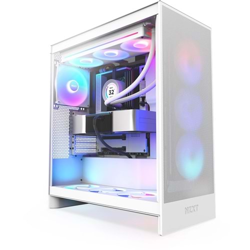 Kasa Nzxt H7 Flow(2024) White RGB Tempered Glass USB 3.2 Atx Mid Tower