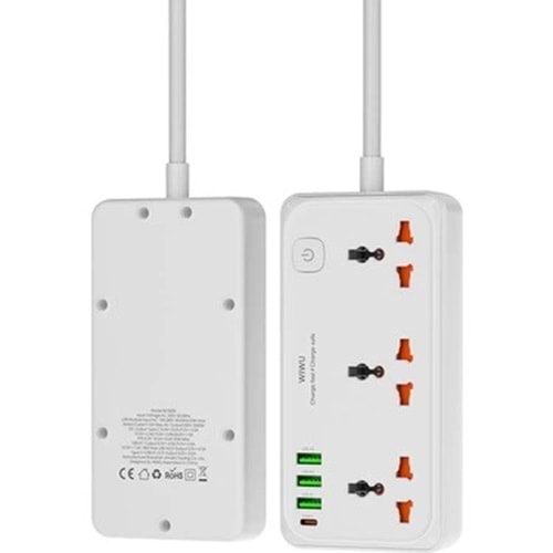 S005 Wiwu Çok Fonksiyonlu 30w Çoklu Priz Beyaz