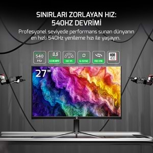 GamePower Lucid S60 27'' 0.5ms 540Hz Flat Fast IPS FHD RGB Pivot Speak