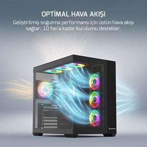 Kasa GamePower Warcry Prism 4xARGB Fan 650W 80+ Bronze Atx Siyah