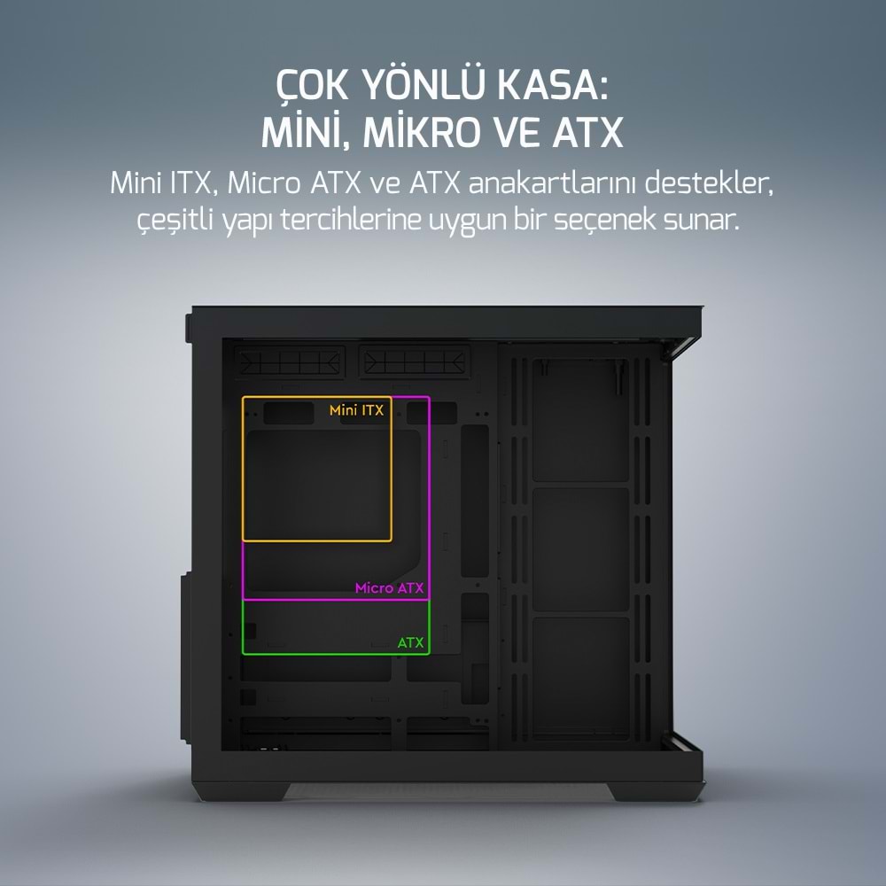 Kasa GamePower Warcry Prism 4xARGB Fan 650W 80+ Bronze Atx Siyah