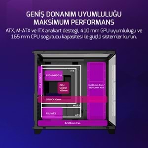 Kasa GamePower Warcry TopGlass 650W+ Psu 4xARGB Temperli Cam ATX Siyah