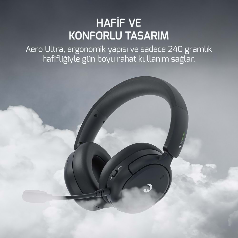GamePower Aero Ultra Siyah Triple Mode Kablosuz/Bluetooth/2.4G Gaming