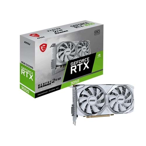 Ekran Kartı Msi GeForce RTX3050 Ventus 2X XS 8G OC GDDR6 128bit Beyaz