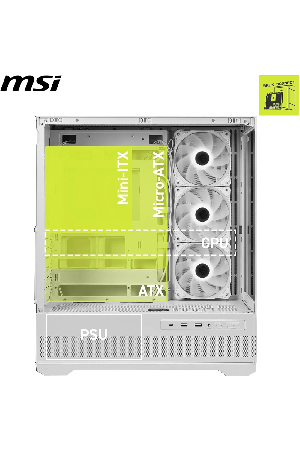 Msi Mpg Pano 110R PZ Beyaz 4xARGB Fan USB 3.2 ATX Mid Tower