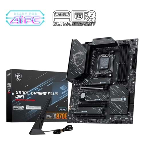 Anakart Msi Gaming Plus X870E Wifi Ddr5 8200+(Oc)Mhz AM5 Atx