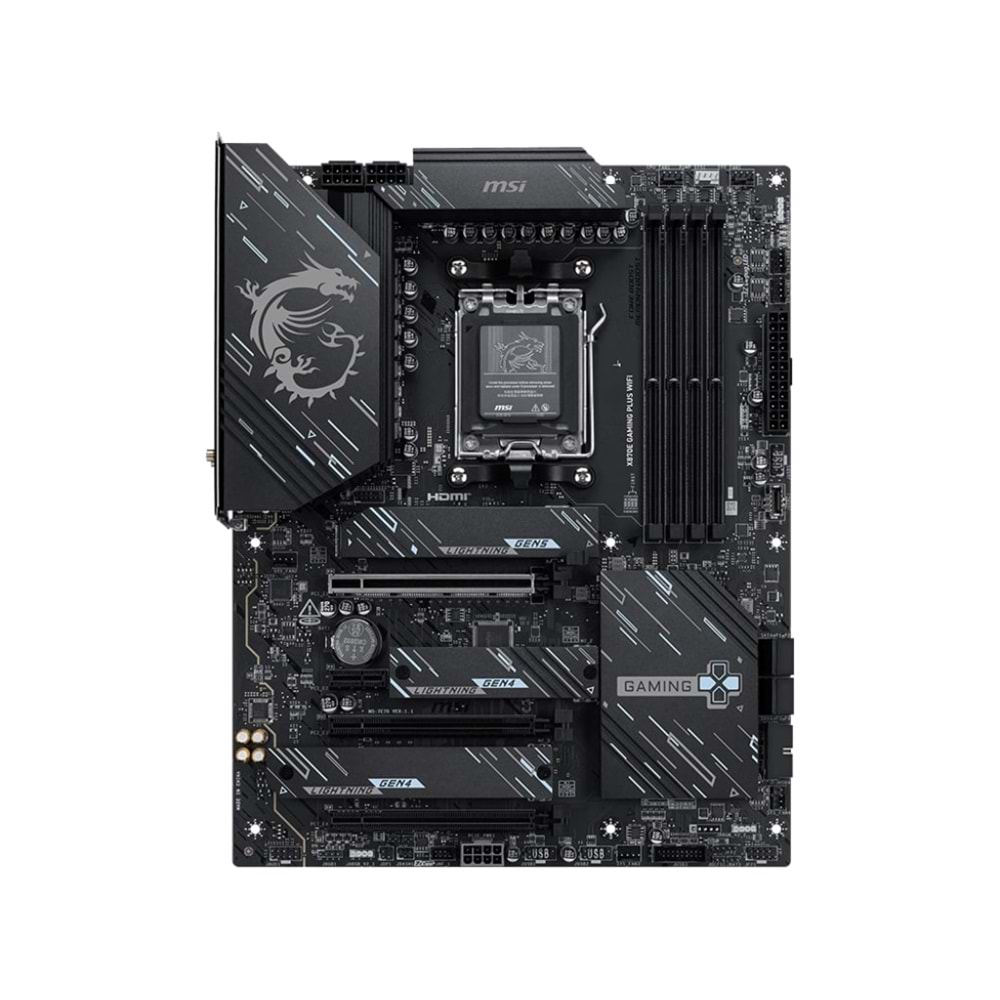 Anakart Msi Gaming Plus X870E Wifi Ddr5 8200+(Oc)Mhz AM5 Atx