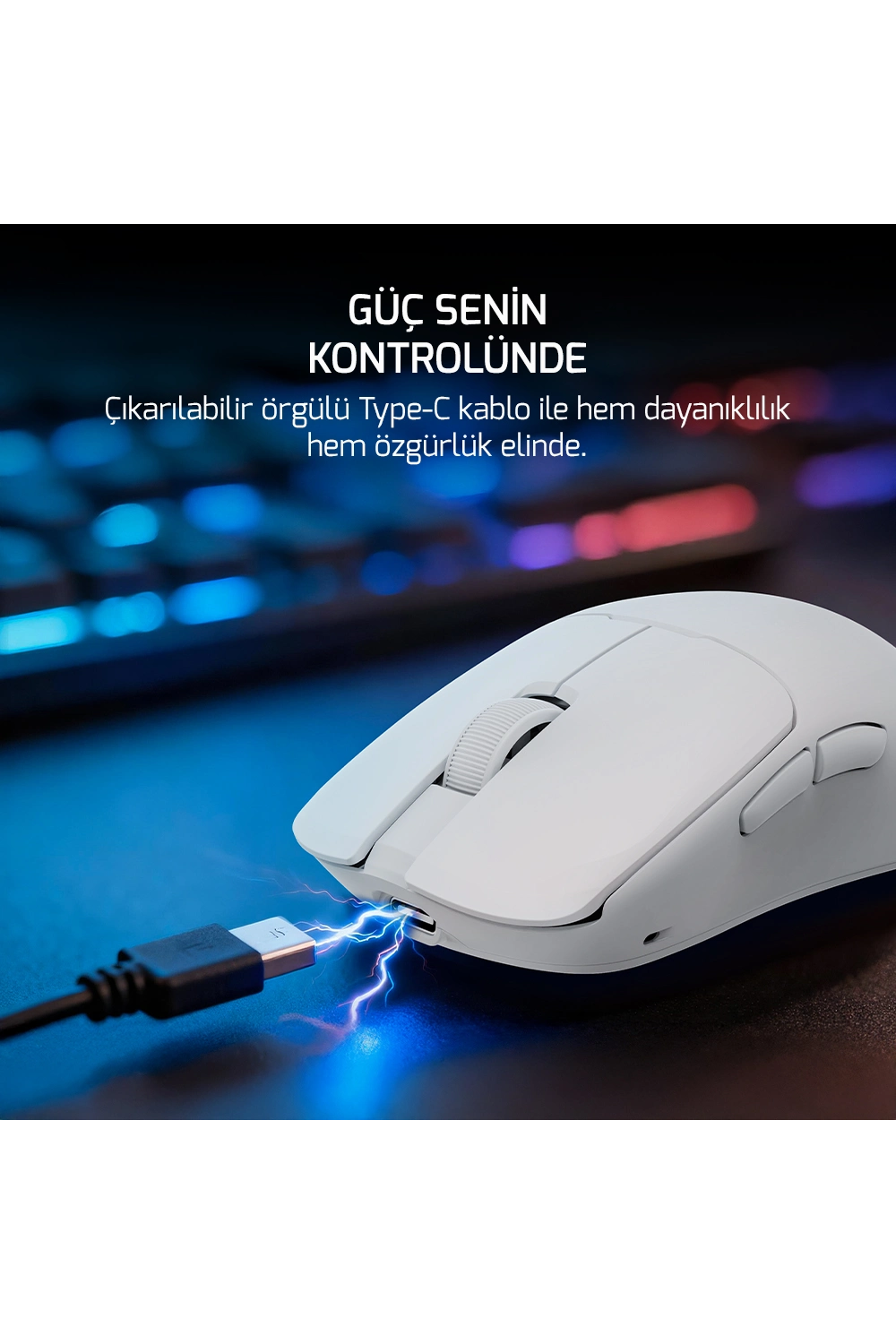 GamePower Radus 12.000Dpi Triple Mode(Kablolu/Bluetooth/2.4G) Beyaz