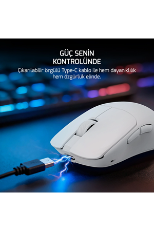 GamePower Radus 12.000Dpi Triple Mode(Kablolu/Bluetooth/2.4G) Beyaz