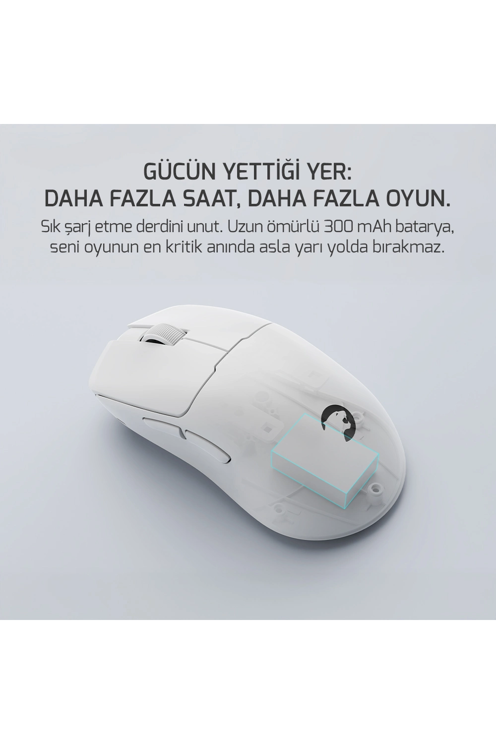 GamePower Radus 12.000Dpi Triple Mode(Kablolu/Bluetooth/2.4G) Beyaz