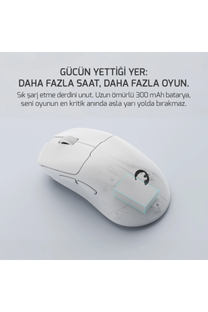 GamePower Radus 12.000Dpi Triple Mode(Kablolu/Bluetooth/2.4G) Beyaz