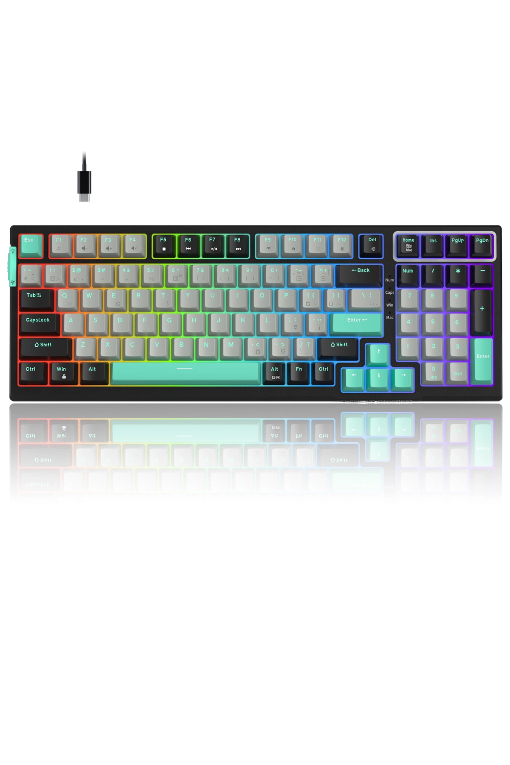 MageGee SKY98 99 Tuş Gasket RGB Hot-Swap Kablolu Siyah-Gri Gaming