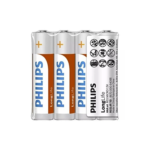 PHILIPS R03L4F/10 Longlife Çinko AAA 4lü Pil