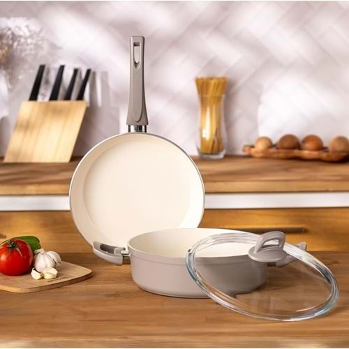 EMSAN CRYSTAL TAVA SETİ 3 PRÇ, BEJ