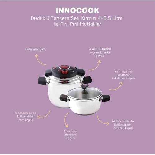 EMSAN INNOCOOK 4+6,5 LT DÜD. S.KIRMIZI