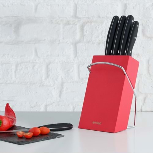 EMSAN BIÇAK SETİ YENİ MIA 6 PRÇ KIRMIZI