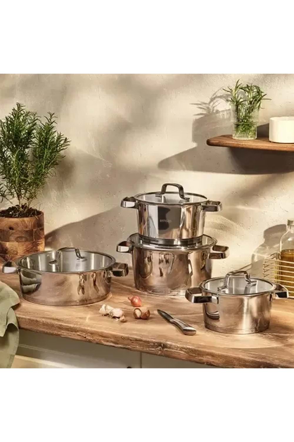 EMSAN KONİK 8 PARÇA TENCERE SETİ, ÇELİK