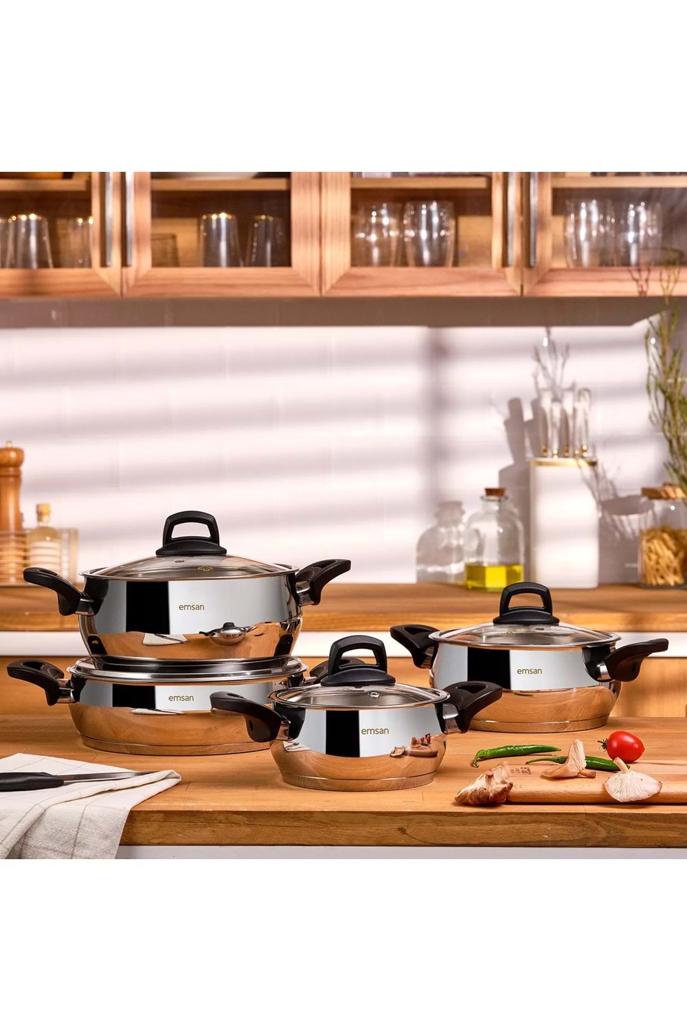 EMSAN MISRA 8 PARÇA TENC SETİ ÇELİK