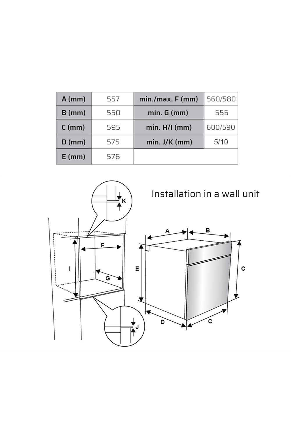 VOX SBM6510X3D Ankastre Silver Fırın