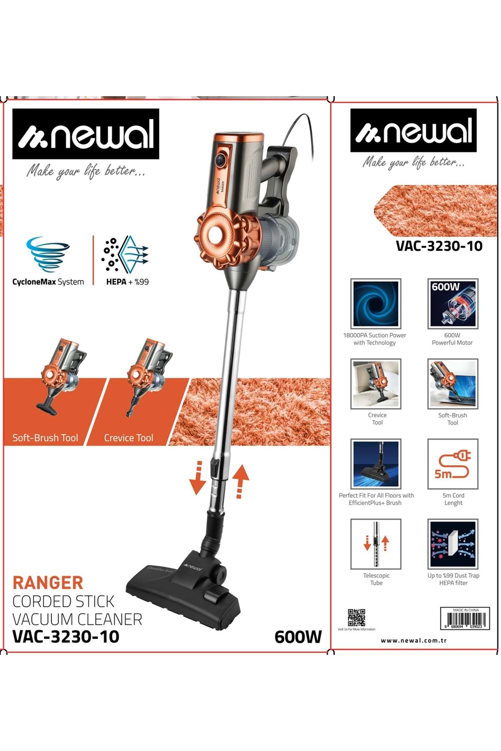 Newal VAC3230/10 Dikey Elektrikli Süpürge 600W